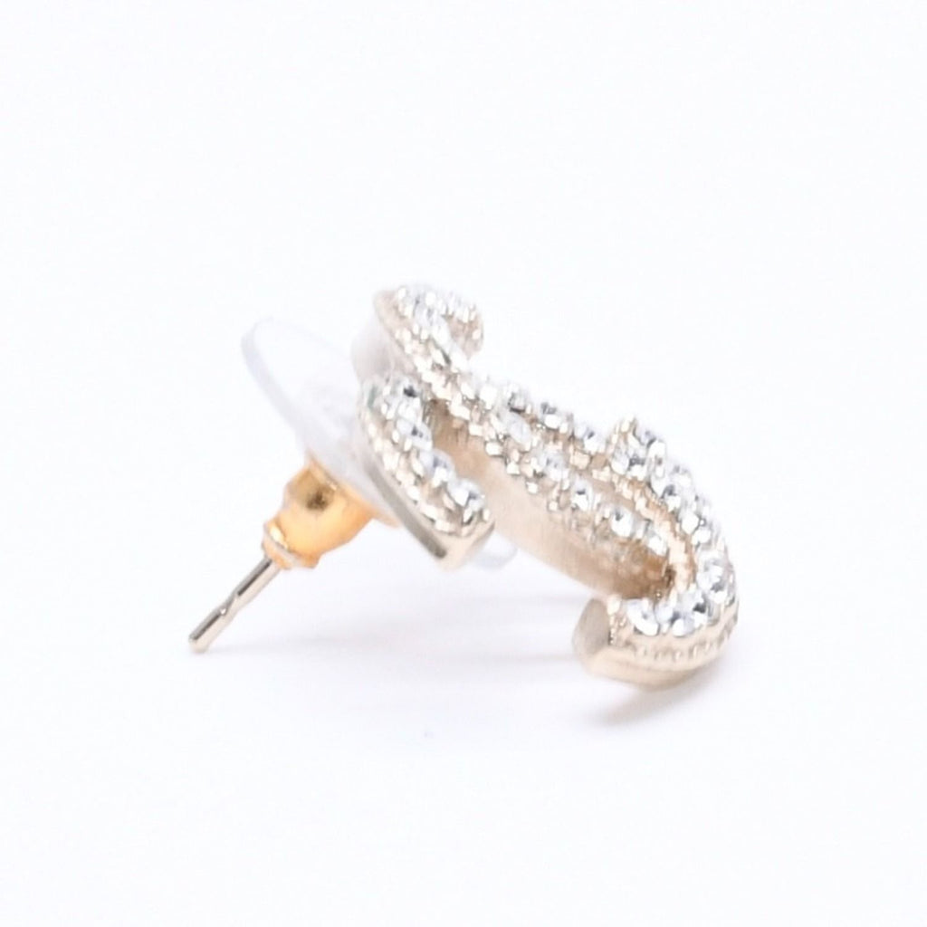 Chanel Single Earrings CC Logo Rhinestone Pierced Gold — view 4