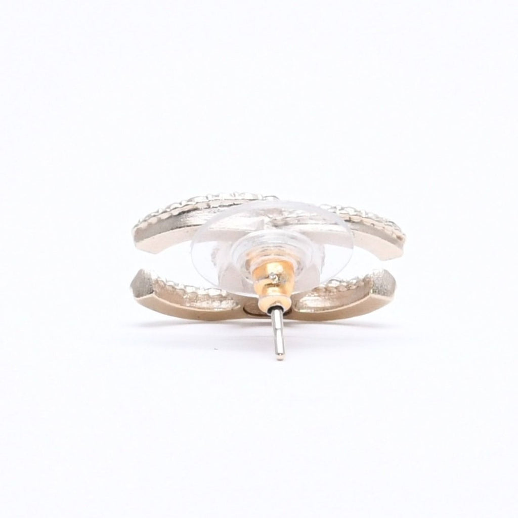 Chanel Single Earrings CC Logo Rhinestone Pierced Gold — view 5