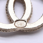 Chanel Single Earrings CC Logo Rhinestone Pierced Gold — view 8