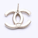 Chanel Single Earrings CC Logo Rhinestone Pierced Gold — view 6