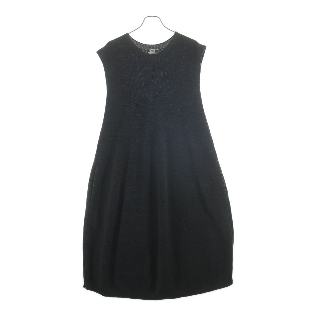 Hermes Sleeveless Knit Wool Long Dress Khaki
