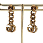 Gucci Crystal Double Earrings Metal Aging Gold — view 4