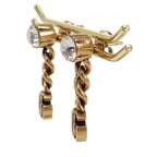Gucci Crystal Double Earrings Metal Aging Gold — view 3