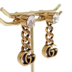 Gucci Crystal Double Earrings Metal Aging Gold — view 2