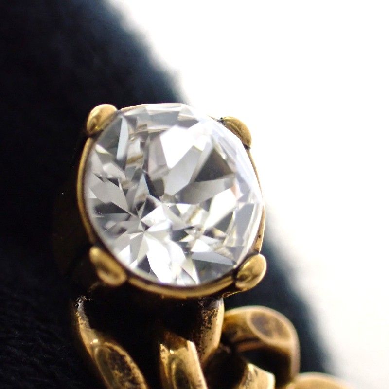 Gucci Crystal Double Earrings Metal Aging Gold — view 6