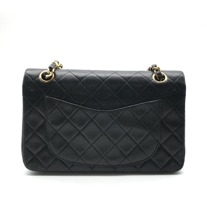Chanel CC Logo Quilted Lambskin Chain Shoulder Bag Double Flap Black — view 2