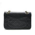 Chanel CC Logo Quilted Lambskin Chain Shoulder Bag Double Flap Black — view 2