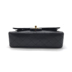 Chanel CC Logo Quilted Lambskin Chain Shoulder Bag Double Flap Black — view 3