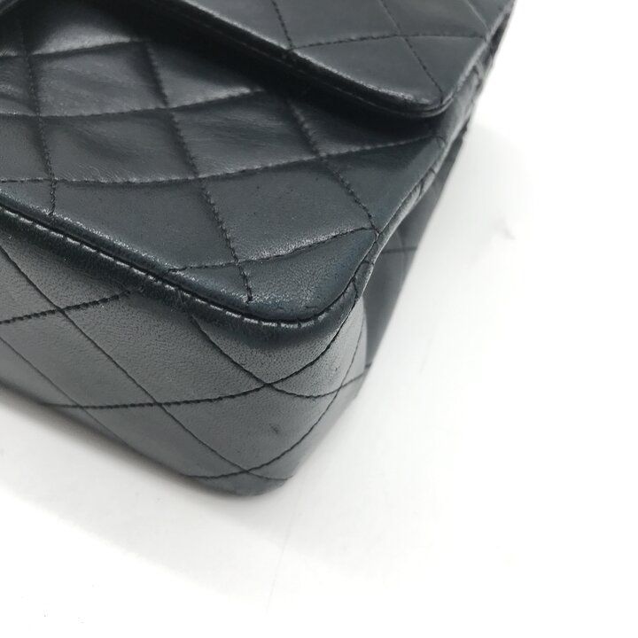 Chanel CC Logo Quilted Double Flap Lambskin Turnlock Chain Shoulder Bag Black — view 5