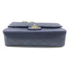 Chanel CC Logo Quilted Double Flap Lambskin Turnlock Chain Shoulder Bag Navy — view 3