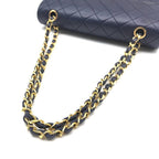 Chanel CC Logo Quilted Double Flap Lambskin Turnlock Chain Shoulder Bag Navy — view 6