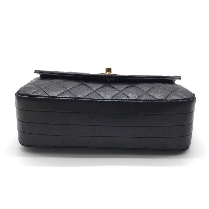 Chanel CC Logo Lambskin Leather Chain Shoulder Bag Black Turnlock — view 3