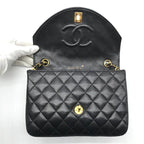 Chanel CC Logo Lambskin Leather Chain Shoulder Bag Black Turnlock — view 7