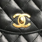 Chanel CC Logo Lambskin Leather Chain Shoulder Bag Black Turnlock — view 9