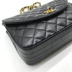 Chanel CC Logo Lambskin Leather Chain Shoulder Bag Black Turnlock — view 5