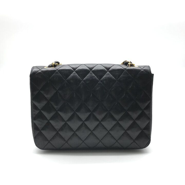 Chanel CC Logo Lambskin Leather Chain Shoulder Bag Black Turnlock — view 2