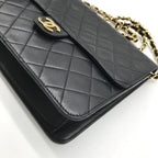 Chanel CC Logo Lambskin Leather Chain Shoulder Bag Black Push Lock — view 4