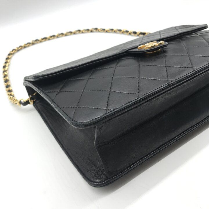 Chanel CC Logo Quilted Push Lock Leather Chain Shoulder Bag Black — view 4