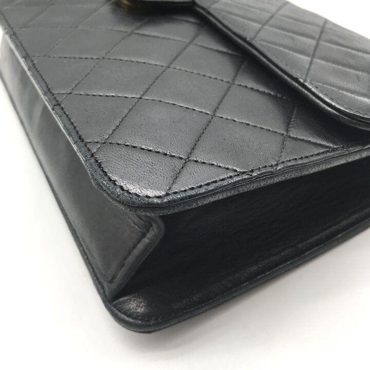 Chanel CC Logo Quilted Push Lock Leather Chain Shoulder Bag Black — view 5