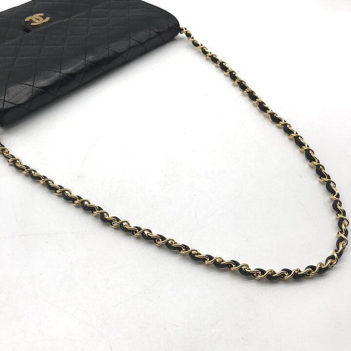 Chanel CC Logo Quilted Push Lock Leather Chain Shoulder Bag Black — view 6