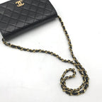 Chanel CC Logo Mini Quilted Push Lock Full Flap Leather Chain Shoulder Bag Black — view 6
