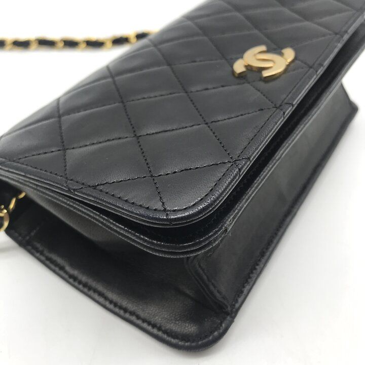 Chanel CC Logo Mini Quilted Push Lock Full Flap Leather Chain Shoulder Bag Black — view 4