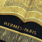 Hermes Silk Scarf Carre 90 Saber Decoration Bag Military Uniform Motif Black — view 8