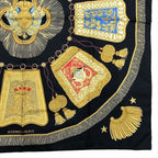 Hermes Silk Scarf Carre 90 Saber Decoration Bag Military Uniform Motif Black — view 5