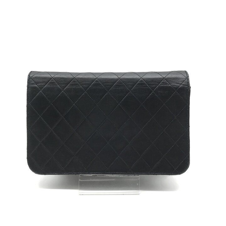 Chanel CC Logo Quilted Push Lock Full Flap Leather Chain Shoulder Bag Black — view 2
