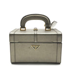 Prada Saffiano Leather Gold Vanity Hand Bag Case — view 3