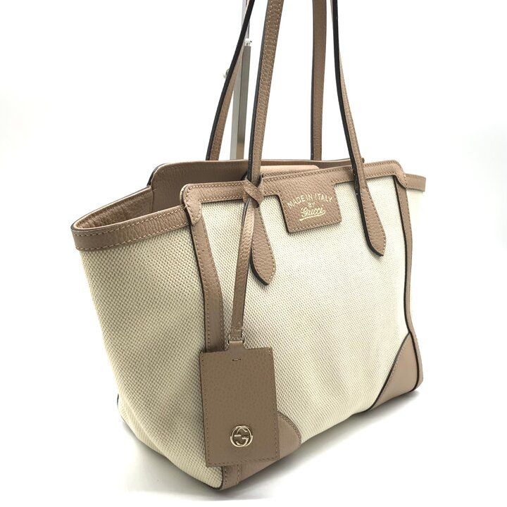 Gucci Swing Tote Shoulder Leather Canvas Beige — view 2
