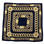Chanel CC Logo Large Scarf Chain Motif Navy Silk — view 2