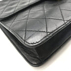 Chanel CC Logo Quilted Push Lock Leather Chain Shoulder Bag Black — view 4