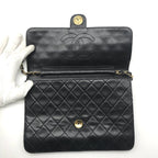Chanel CC Logo Quilted Push Lock Leather Chain Shoulder Bag Black — view 7