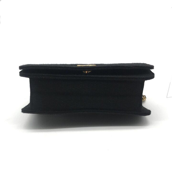 Chanel CC Logo Mini Quilted Cotton Push Lock Full Flap Chain Shoulder Bag Black — view 3