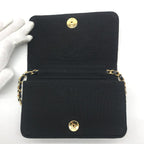 Chanel CC Logo Mini Quilted Cotton Push Lock Full Flap Chain Shoulder Bag Black — view 7
