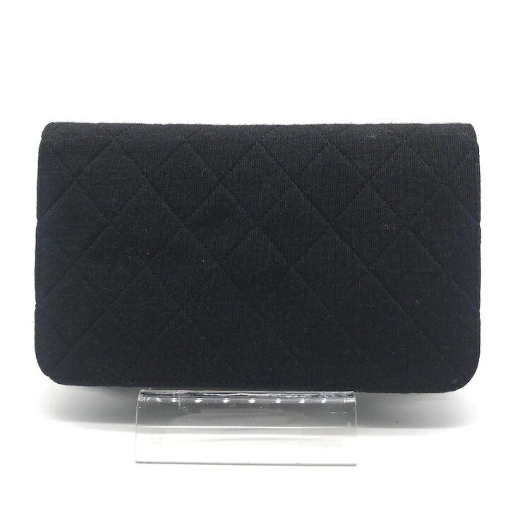 Chanel CC Logo Mini Quilted Cotton Push Lock Full Flap Chain Shoulder Bag Black — view 2