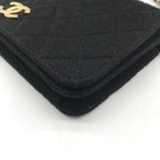 Chanel CC Logo Mini Quilted Cotton Push Lock Full Flap Chain Shoulder Bag Black — view 5