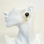 Chanel Earrings Vintage CC Logo Gold Plated Fakepearl Blackcles — view 5