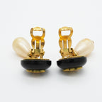 Chanel Earrings Vintage CC Logo Gold Plated Fakepearl Blackcles — view 8