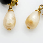 Chanel Earrings Vintage CC Logo Gold Plated Fakepearl Blackcles — view 6