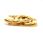 Chanel Vintage CC Logo Quilted Gold Plated Brooch — view 3