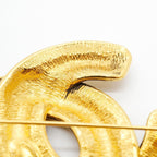 Chanel Vintage CC Logo Quilted Gold Plated Brooch — view 7