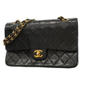 Chanel Shoulder Bag Quilted Lambskin Black Gold