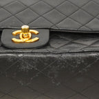 Chanel Shoulder Bag Quilted Lambskin Black Gold — view 7