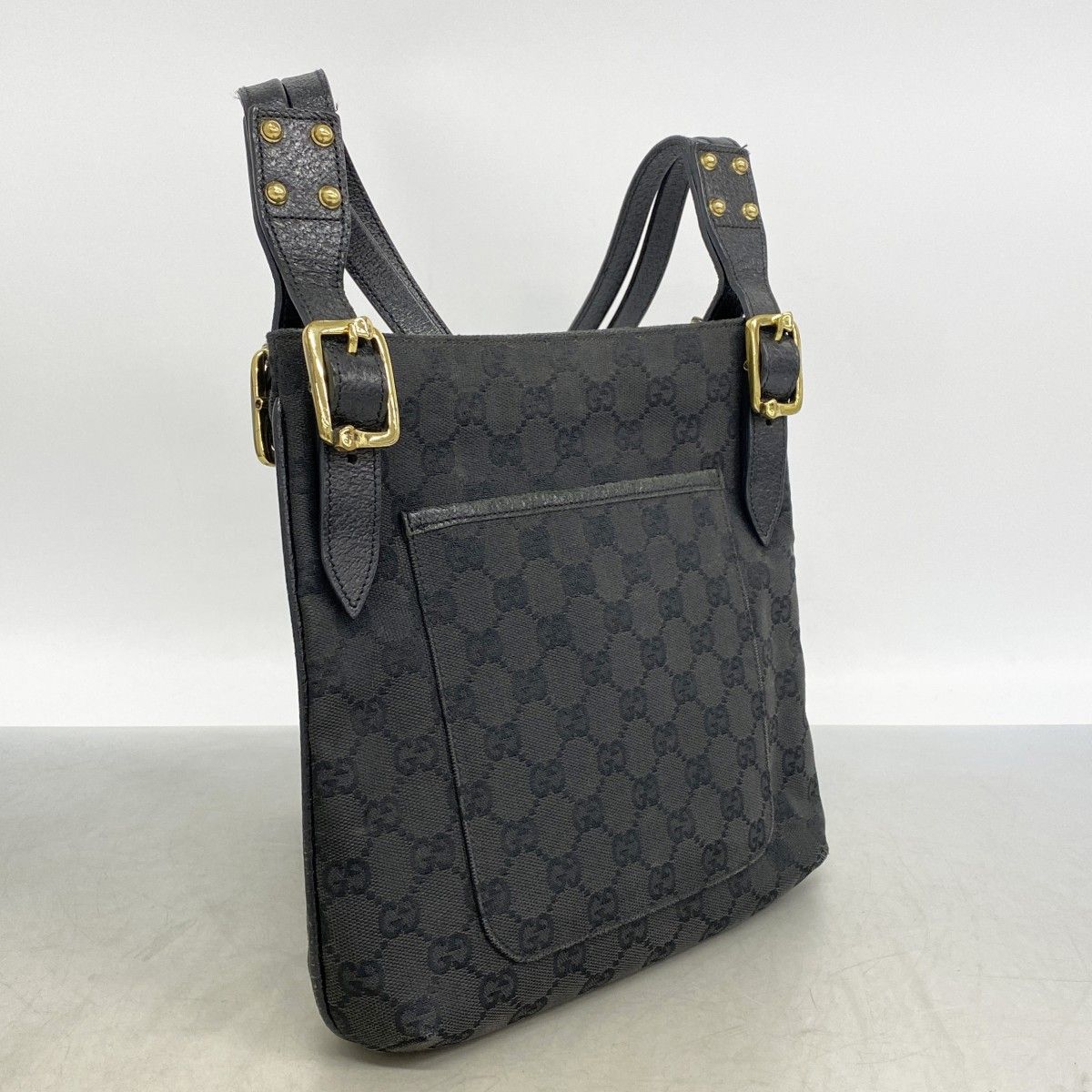 Gucci Shoulder Bag GG Canvas Black Gold — view 2