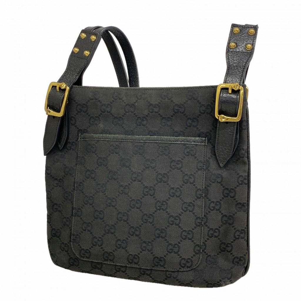 Gucci Shoulder Bag GG Canvas Black Gold