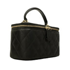 Chanel Vanity Bag Quilted Lambskin Black Chien Panning Gold 2-Way — view 2