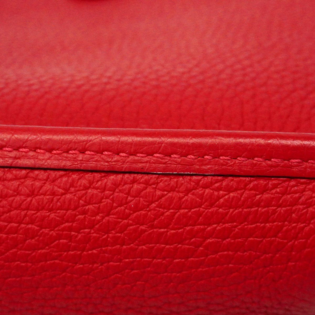 Hermes Shoulder Bag Evelyne TPM Taurillon Clemence Rouge Vif Gold — view 7