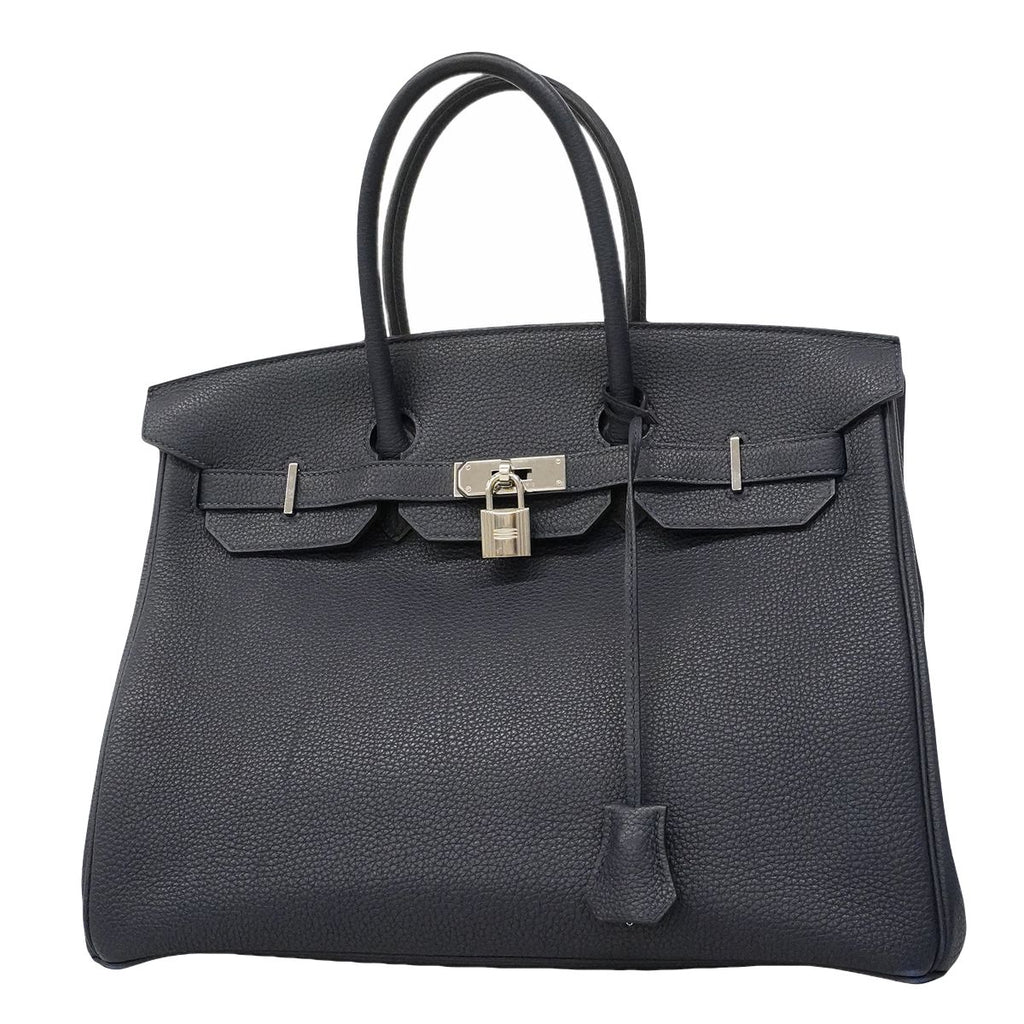 Hermes Handbag Birkin 35 Togo Blue Nuit Silver